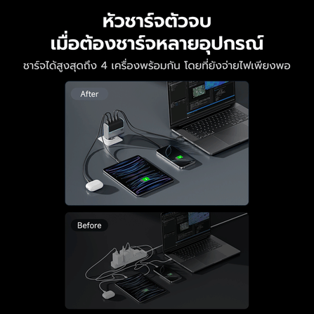 หัวชาร์จเร็ว CUKTECH AD1404T 140W สีเทา GAN3 4 พอร์ต รองรับชาร์จไว PD3.1_7